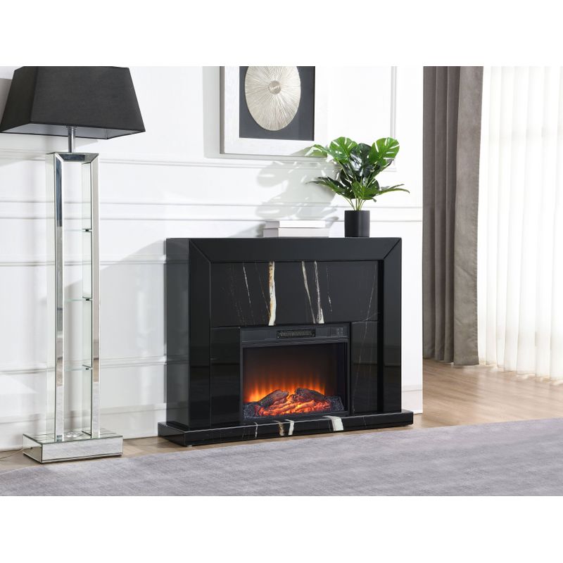 ACME Drisana Fireplace in Black Mirrored Finish