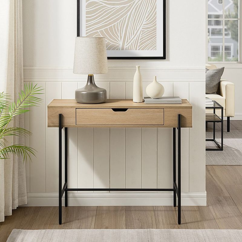 Rent to own Walker Edison - Modern 1-Drawer Entry Table - Coastal Oak ...
