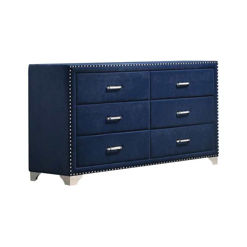 Melody 6-drawer Upholstered Dresser Pacific Blue