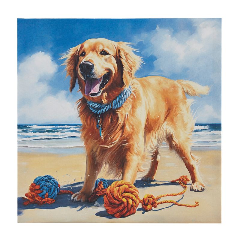 Golden Retriever/Blue Multi Beach Dogs Golden Retriever Canvas Wall Art See below