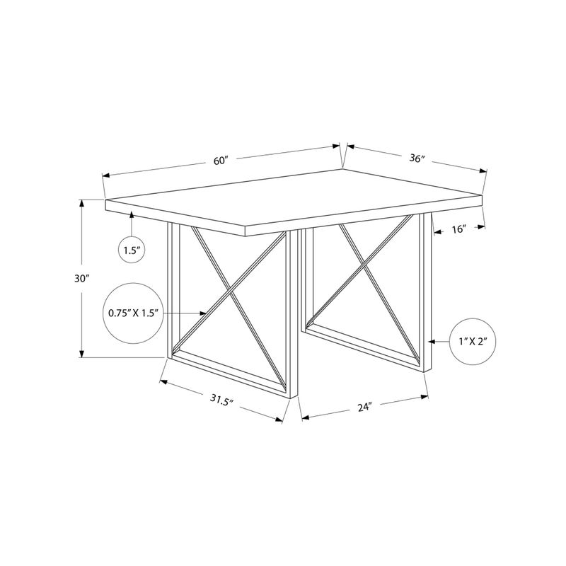 Dining Table - 36"X 60" / Dark Taupe / Black Metal