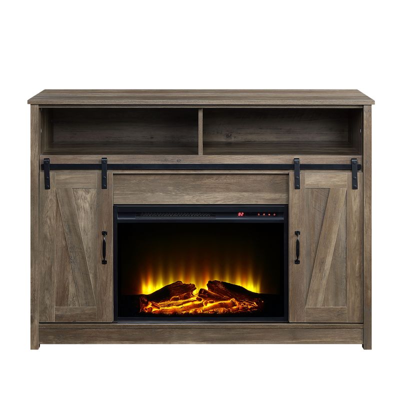 ACME Tobias Fireplace, Rustic Oak Finish