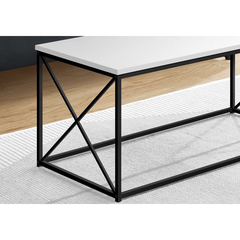 Coffee Table/ Accent/ Cocktail/ Rectangular/ Living Room/ 40"L/ Metal/ Laminate/ White/ Black/ Contemporary/ Modern