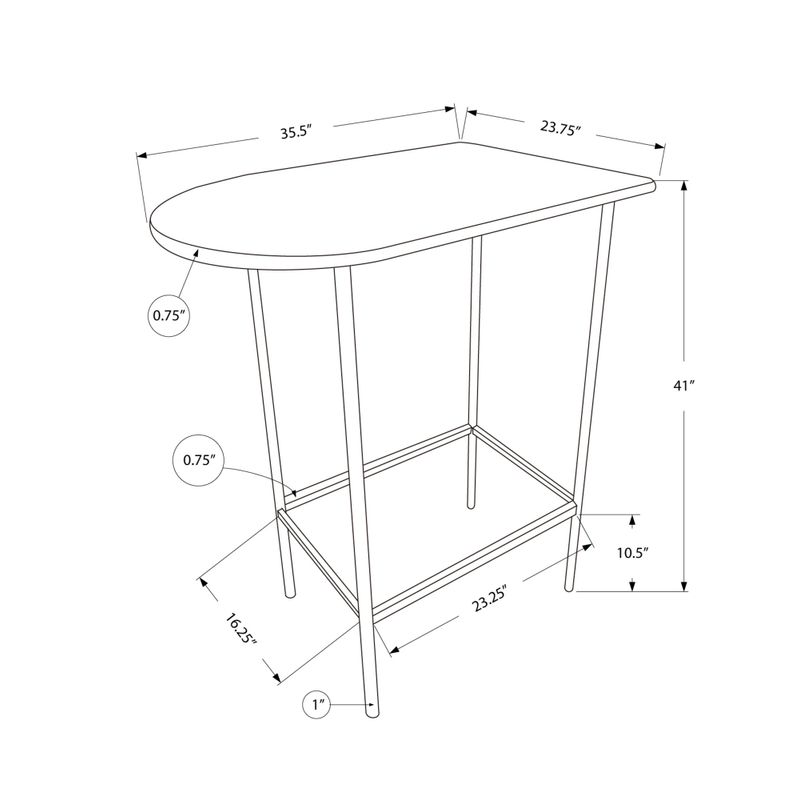 Home Bar/ Bar Table/ Bar Height/ Pub/ 36" Rectangular/ Small/ Kitchen/ Metal/ Laminate/ Black/ Grey/ Contemporary/ Modern