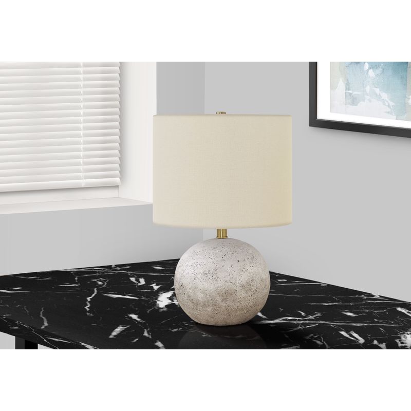 Lighting - 20"H Table Lamp Grey Concrete / Ivory Shade