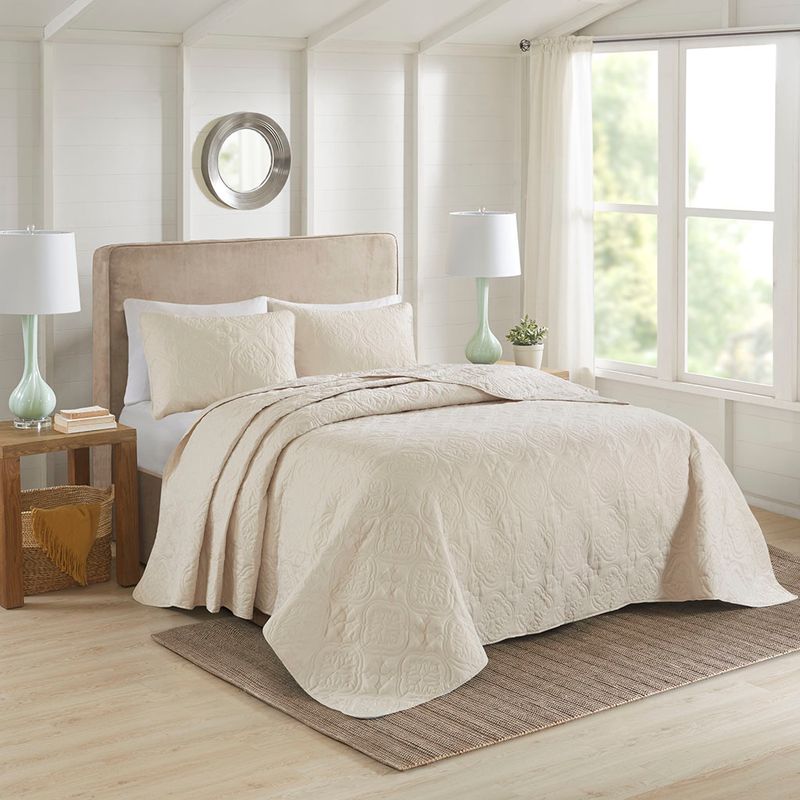 Cream Oakley 3 Piece Reversible Bedspread Set King/Cal King