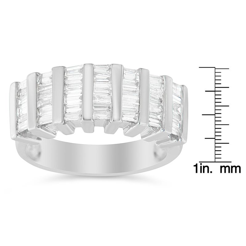 .925 Sterling Silver 1.0 Cttw Baguette Cut Diamond Vertical Channel Fluted Multi-Row Unisex Fashion Wedding Ring (H-I Color, I1-I2 Clarity) 