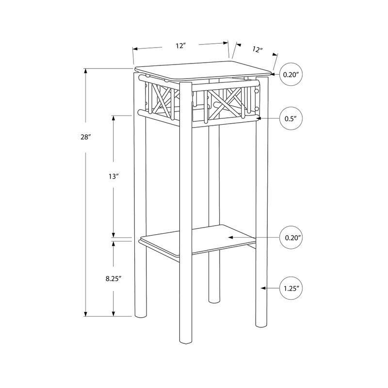 Accent Table/ Side/ End/ Plant Stand/ Square/ Living Room/ Bedroom/ Metal/ Tempered Glass/ Black/ Transitional