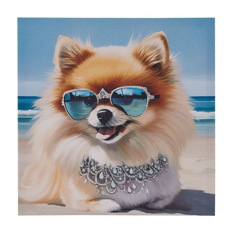 Pomeranian/Blue Multi Beach Dogs Pomeranian Canvas Wall Art See below