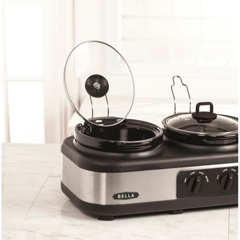 Bella - 3 x 1.5-Quart Triple Slow Cooker - Stainless Steel/Black