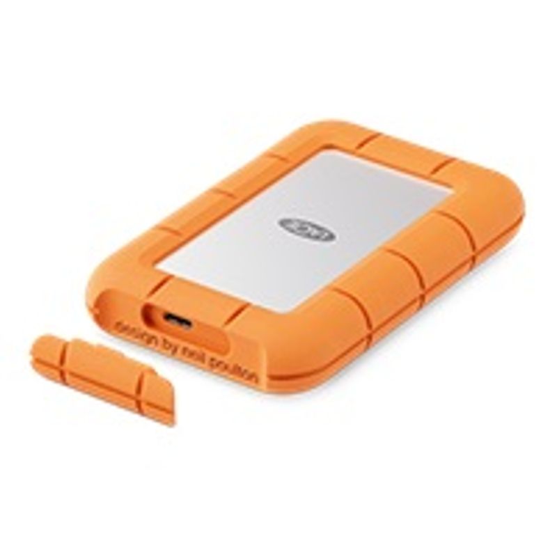 LaCie Rugged Mini SSD 1TB Solid State Drive - USB 3.2 Gen 2x2, speeds up to 2000MB/s (STMF1000400) - Silver and Orange