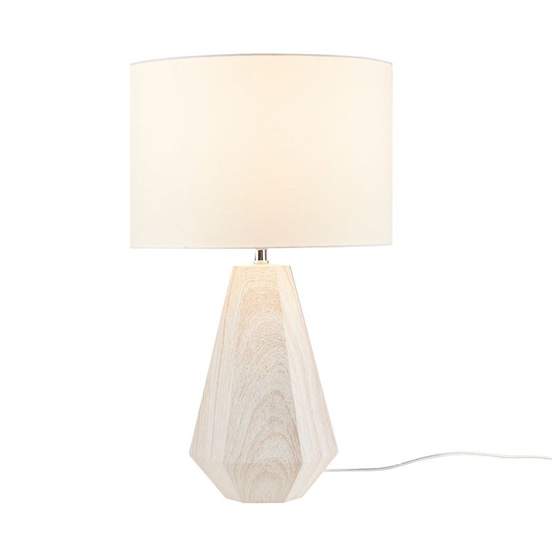 Natural Whitewash Flinn 23" Resin Table Lamp with Faux Wood Texture