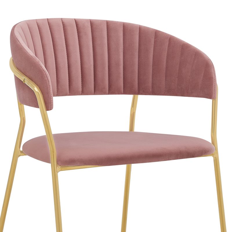 Nara Modern Pink Velvet and Gold Metal Leg Dining Room Chairs - Set of 2