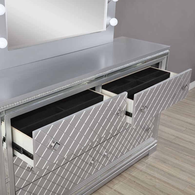 Glam 6-Drawer Silver Dresser