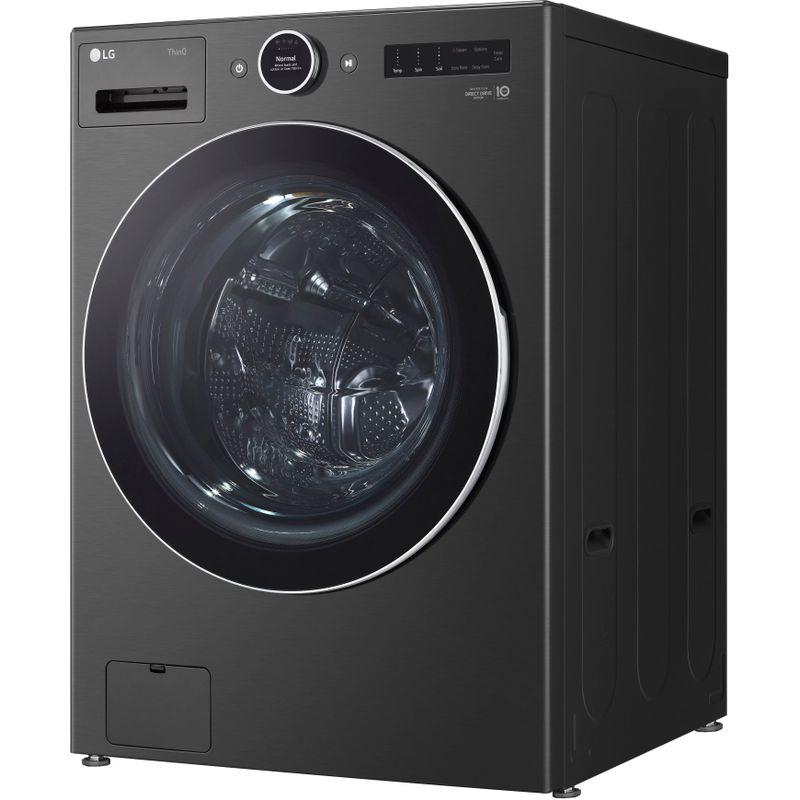 LG - 5.0 Cu. Ft. High-Efficiency Stackable Smart Front Load Washer with Steam and TurboWash 360 - Black Steel