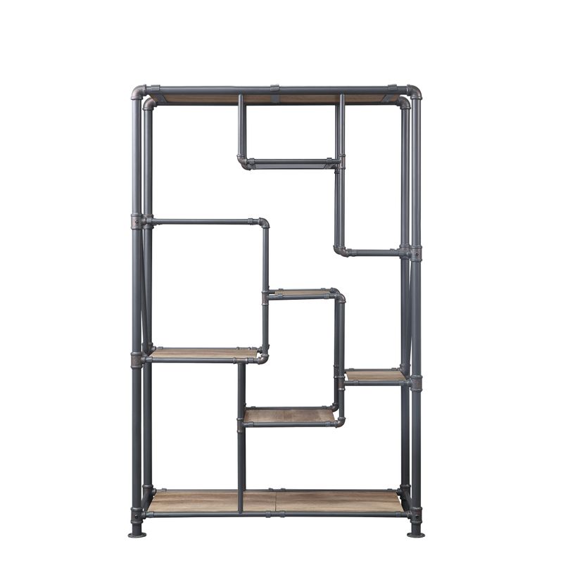 ACME Brantley Bookshelf, Antique Oak & Sandy Gray Finish
