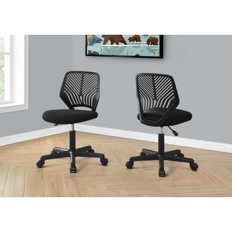 Office Chair/ Adjustable Height/ Swivel/ Ergonomic/ Computer Desk/ Work/ Juvenile/ Metal/ Fabric/ Black/ Contemporary/ Modern