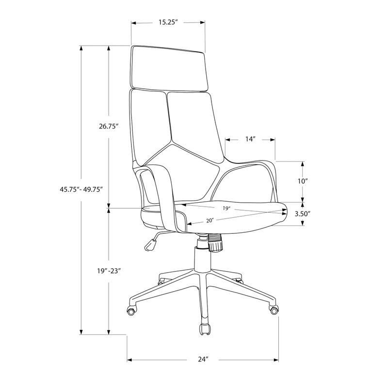 Office Chair/ Adjustable Height/ Swivel/ Ergonomic/ Armrests/ Computer Desk/ Work/ Metal/ Fabric/ White/ Grey/ Contemporary/ Modern