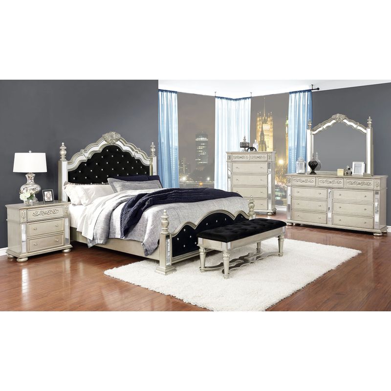 Heidi 3-drawer Nightstand Metallic Platinum