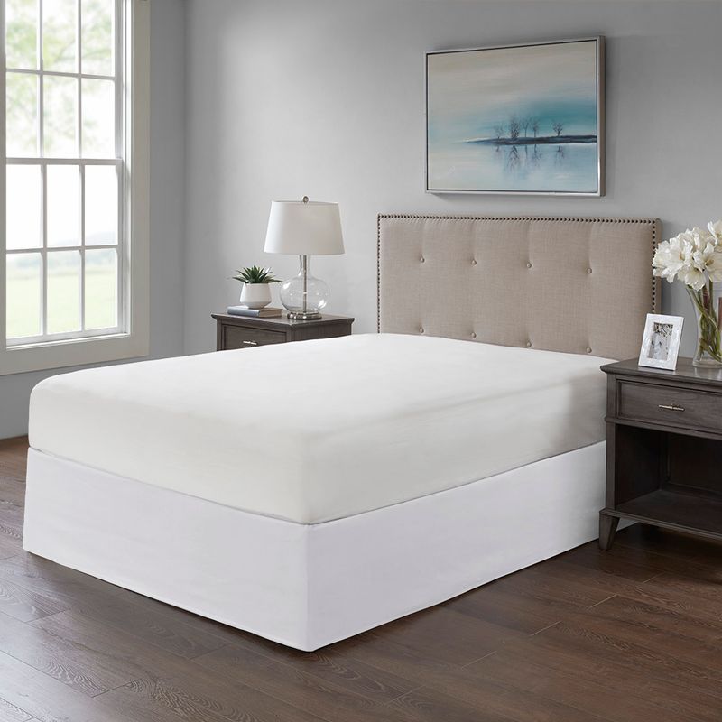 White Simple Fit Wrap Around Adjustable Bedskirt One Size