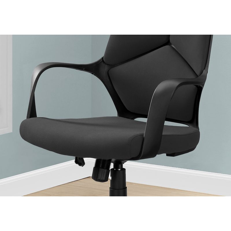 Office Chair/ Adjustable Height/ Swivel/ Ergonomic/ Armrests/ Computer Desk/ Work/ Metal/ Fabric/ Black/ Contemporary/ Modern