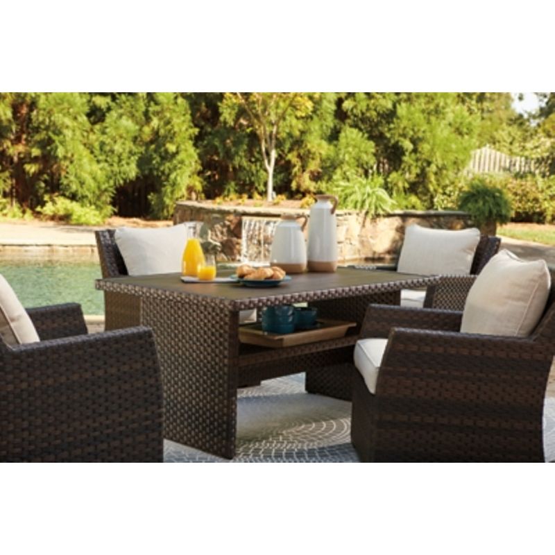Dark Brown/Beige Easy Isle Rectangular Multi-Use Table