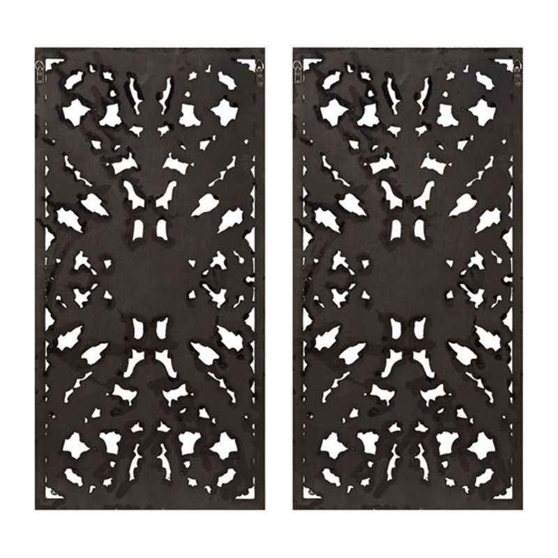 Botanical Panel Distressed Carved Wood 2-piece Wall Decor Set