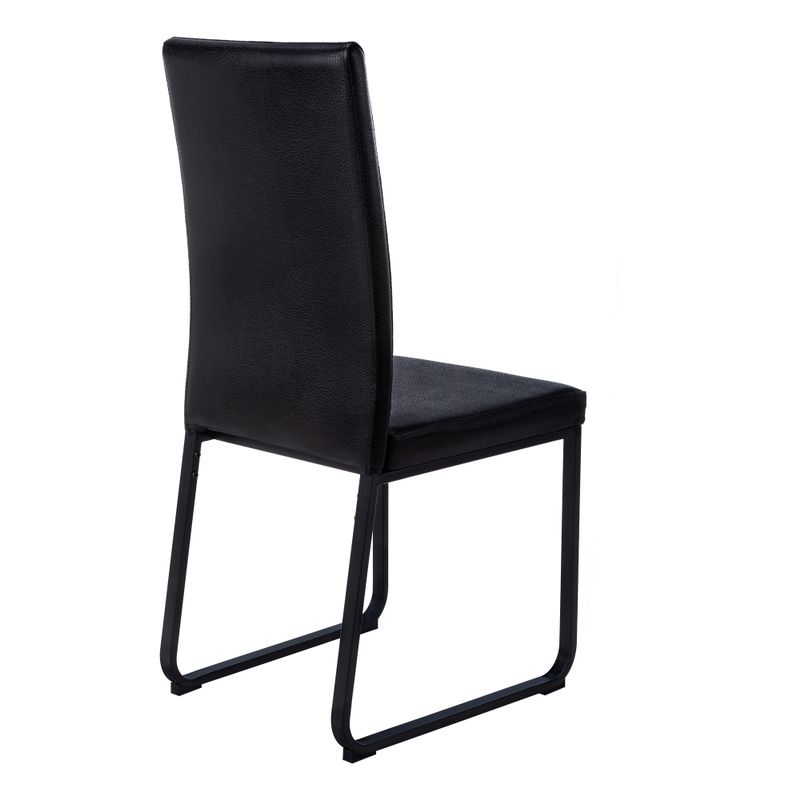 Dining Chair/ Set Of 2/ Side/ Upholstered/ Kitchen/ Dining Room/ Pu Leather Look/ Metal/ Black/ Contemporary/ Modern