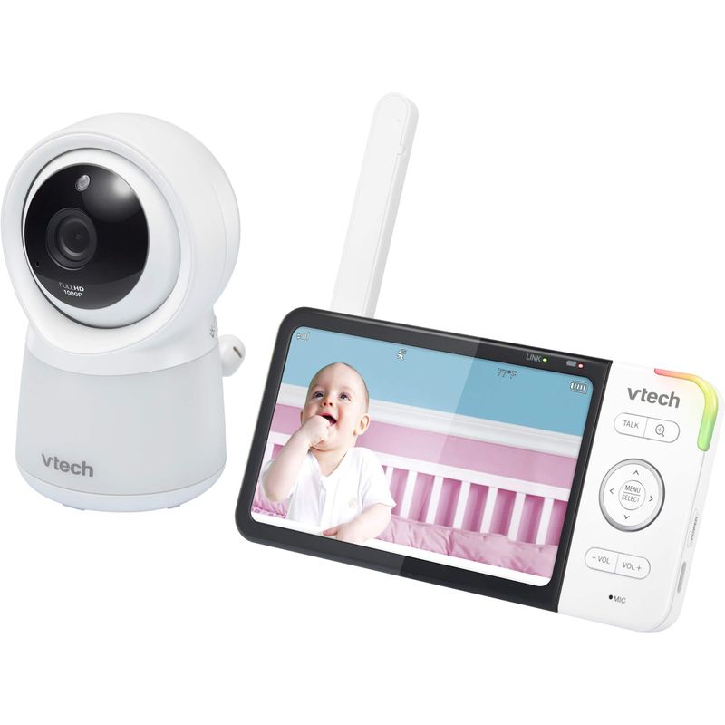 VTech - Smart Wi-Fi Video Baby Monitor w/ 5" HC Display and 1080p HD Camera, Built-in night light, RM5754HD - White