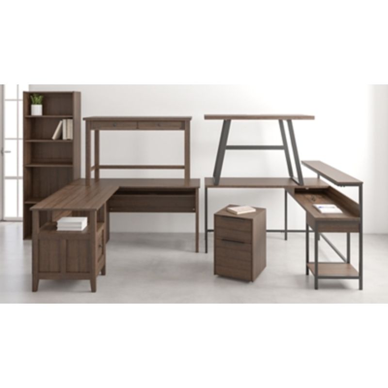 Warm Brown Camiburg L-Desk with Storage