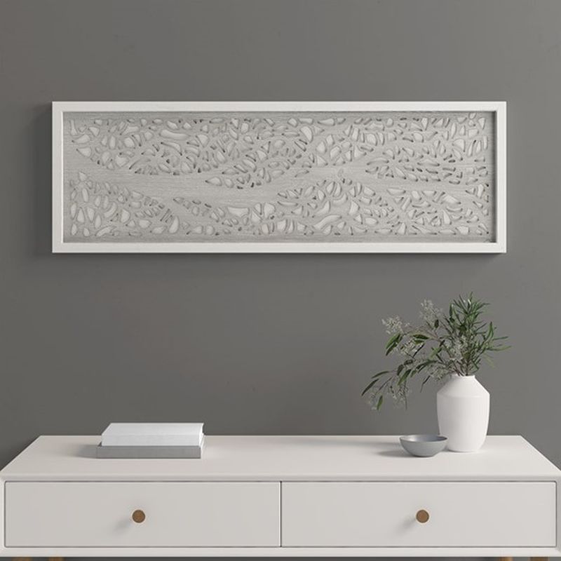 Laurel Branches Laser Cut Tree Framed Panel Wall Decor