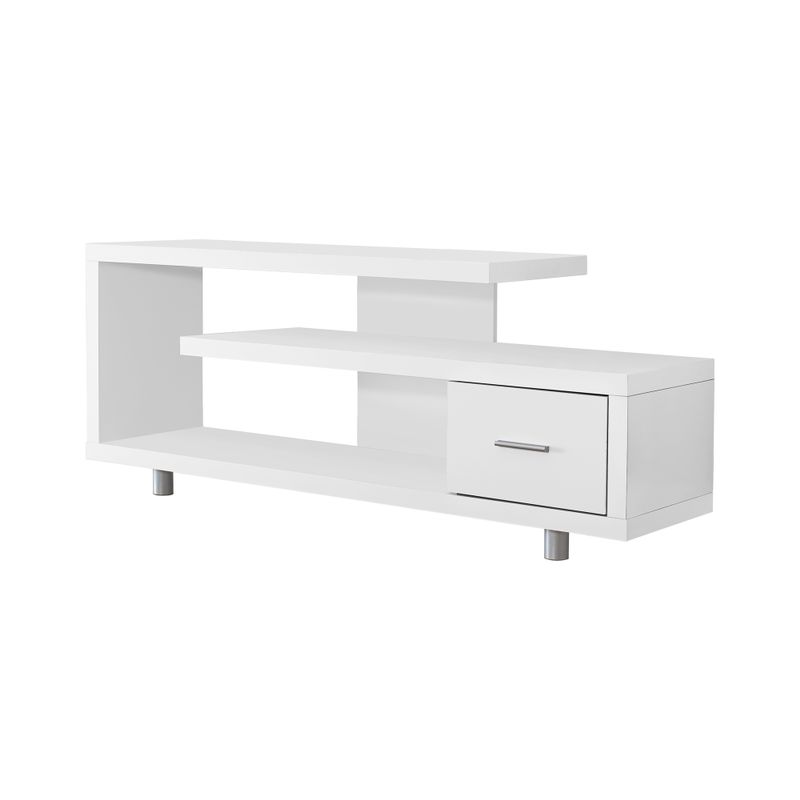 TV Stand/ 60 Inch/ Console/ Media Entertainment Center/ Storage Cabinet/ Living Room/ Bedroom/ Laminate/ White/ Contemporary/ Modern