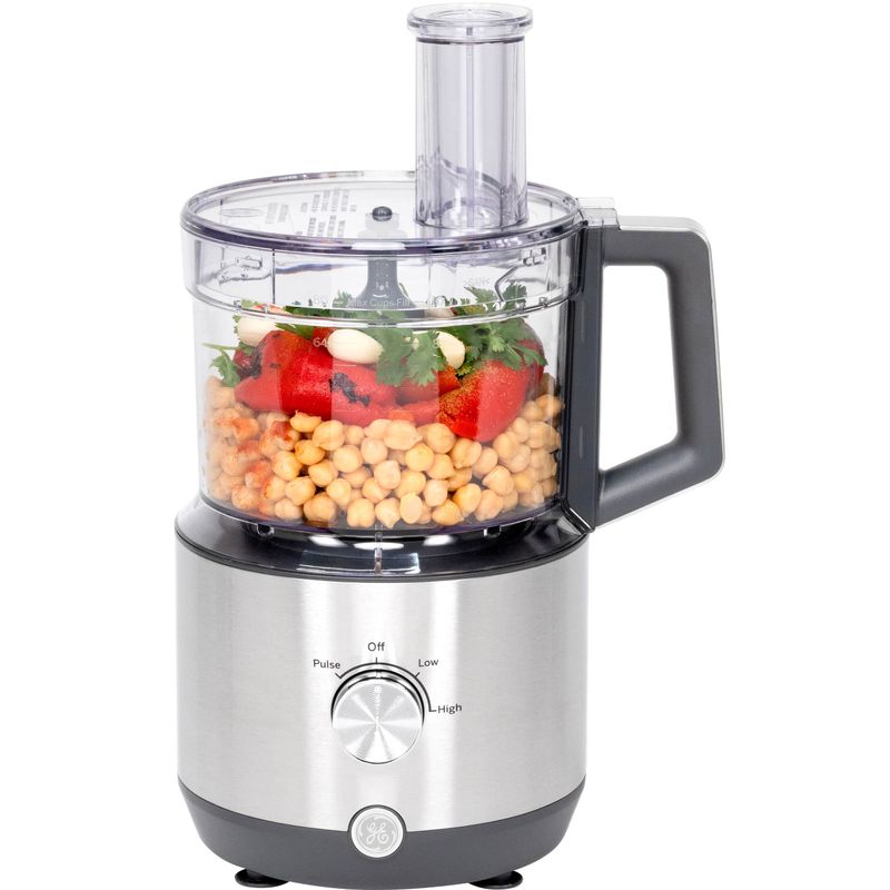 GE - 12-Cup Food Processor with Accessories - Stainless Steel