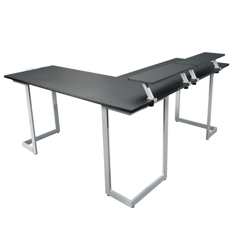 Warrior L-Shaped Gaming Desk, Black