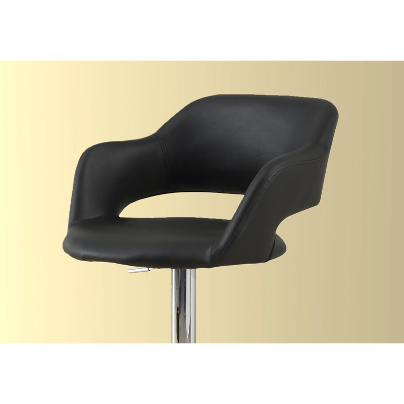 Bar Stool/ Swivel/ Bar Height/ Adjustable/ Metal/ Pu Leather Look/ Black/ Chrome/ Contemporary/ Modern