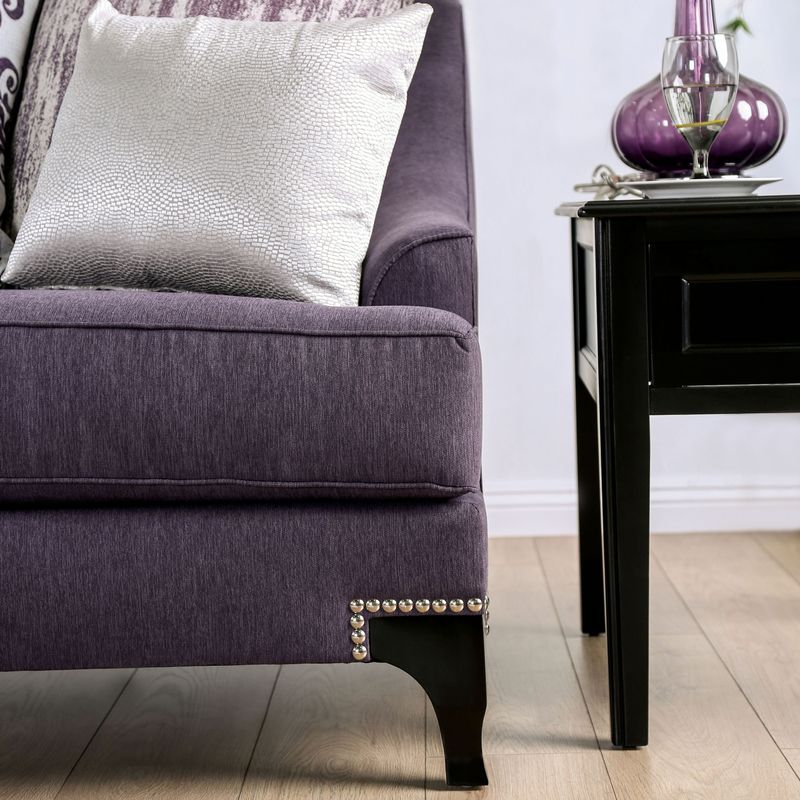 Transitional Chenille Loveseat in Purple