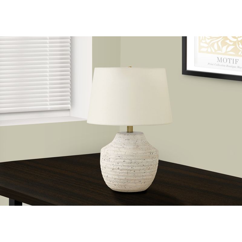 Lighting - 20"H Table Lamp Cream Concrete / Ivory Shade