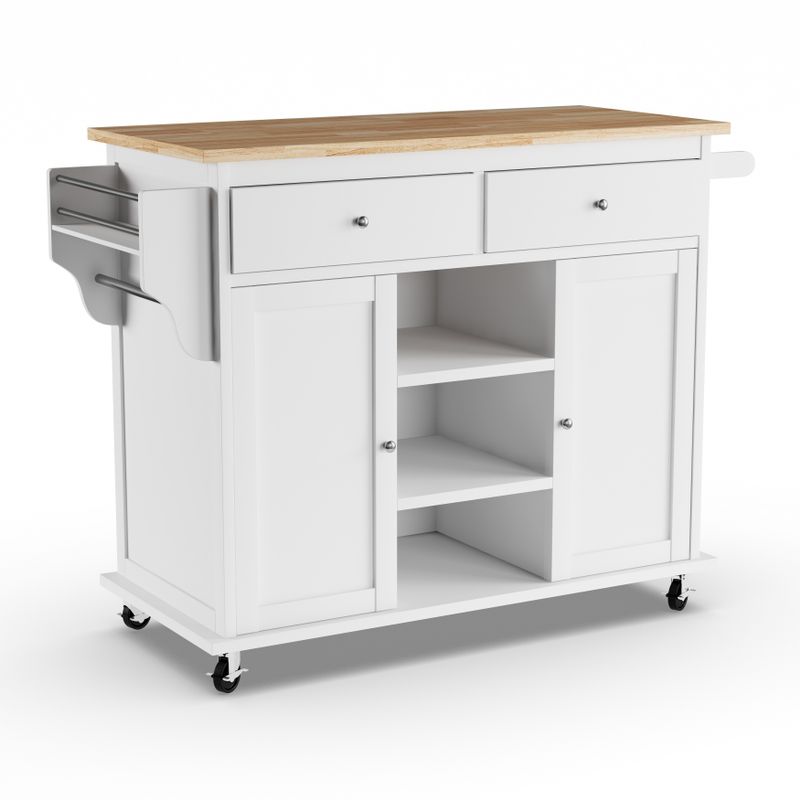 ACME Tullarick Kitchen Cart, Natural & White