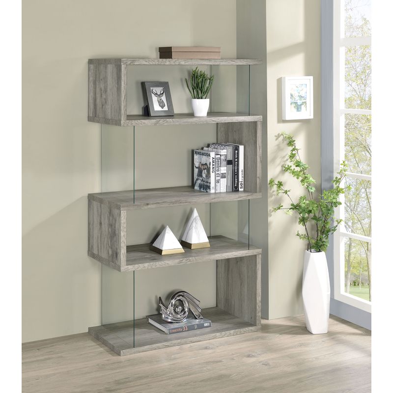 Emelle 4-shelf Bookcase with Glass Panels