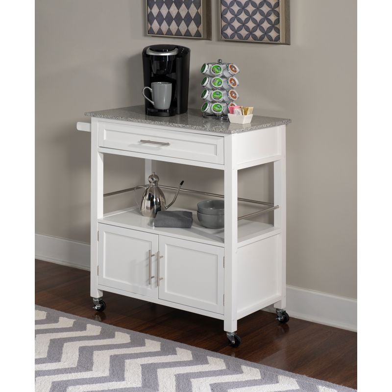 Chestley Kitchen Cart With Granite Top White