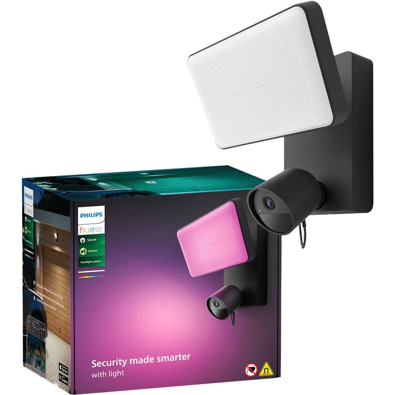 Philips - Hue Outdoor Floodlight Camera - Black