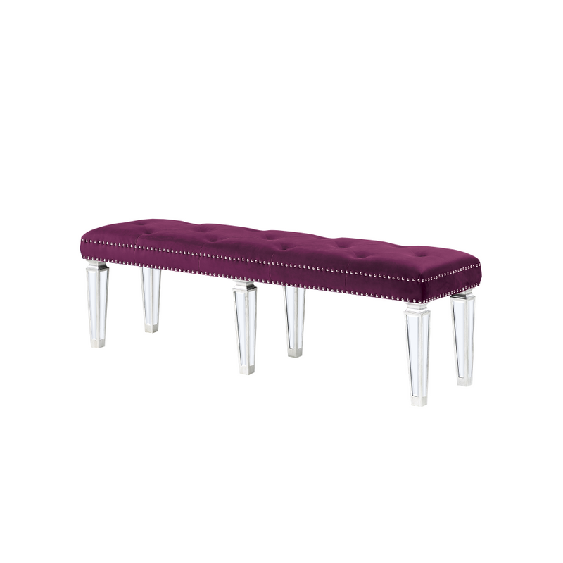 ACME Varian Bench, Burgundy Velvet & Mirrored
