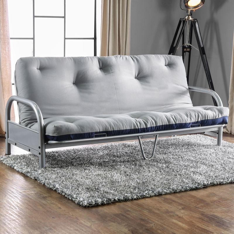 Contemporary Fabric 6-inch Futon Mattress in Gray/Navy