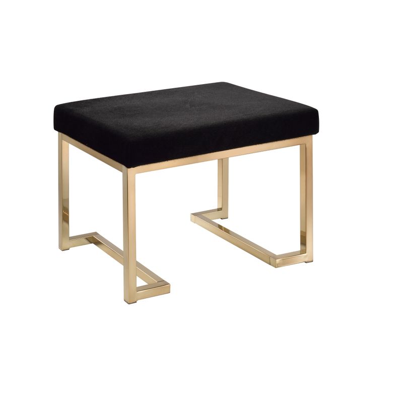ACME Boice Ottoman, Short Haired Faux Fur & Champagne