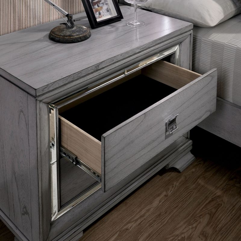 Contemporary Solid Wood 2-Drawer Nightstand in Light Gray