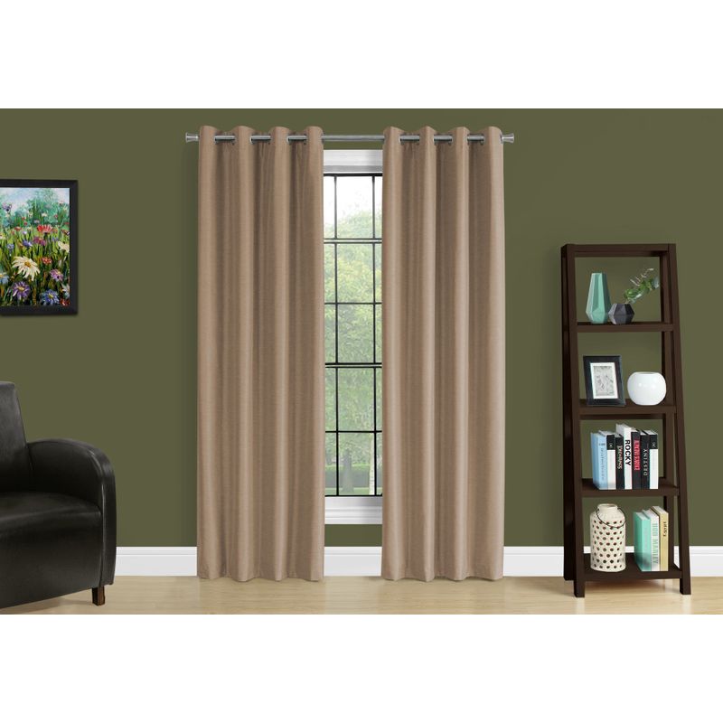 Curtain Panel/ 2pcs Set/ 54"W X 95"L/ 100% Blackout/ Grommet/ Living Room/ Bedroom/ Kitchen/ Thermal Insulation/ Polyester/ Brown/ Contempor