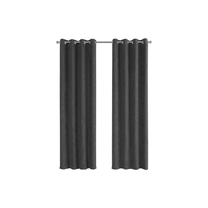 Curtain Panel/ 2pcs Set/ 54"W X 84"L/ Room Darkening/ Grommet/ Living Room/ Bedroom/ Kitchen/ Micro Suede/ Polyester/ Grey/ Contemporary/ Mo