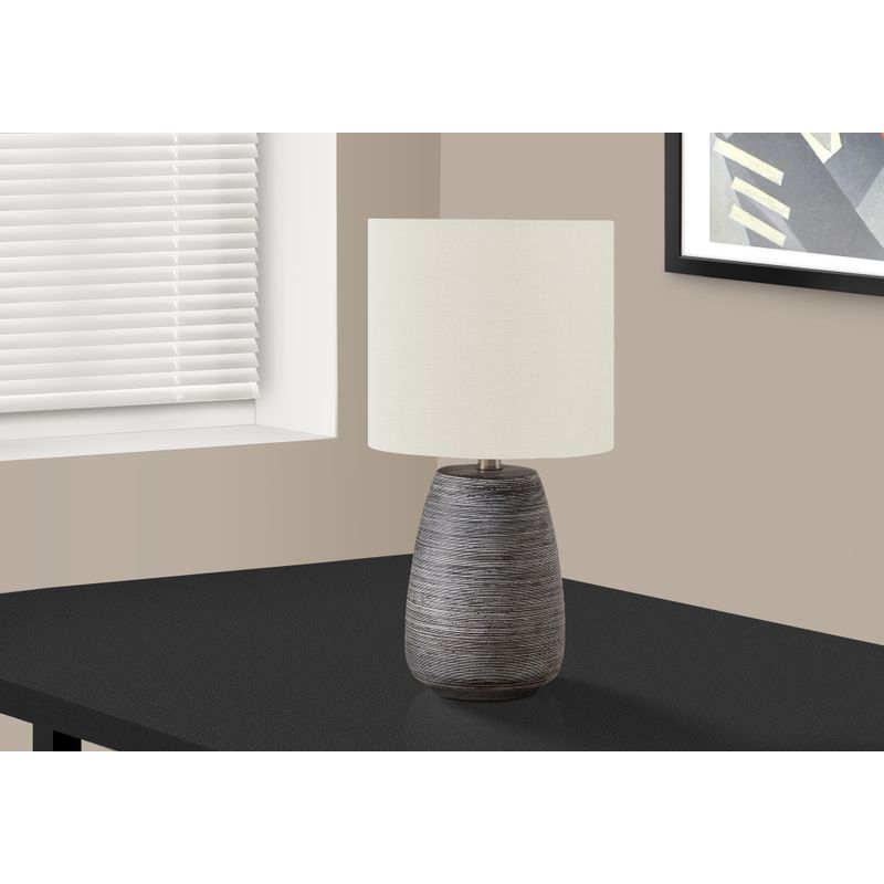 Lighting - 19"H Table Lamp Grey Ceramic / Ivory Shade