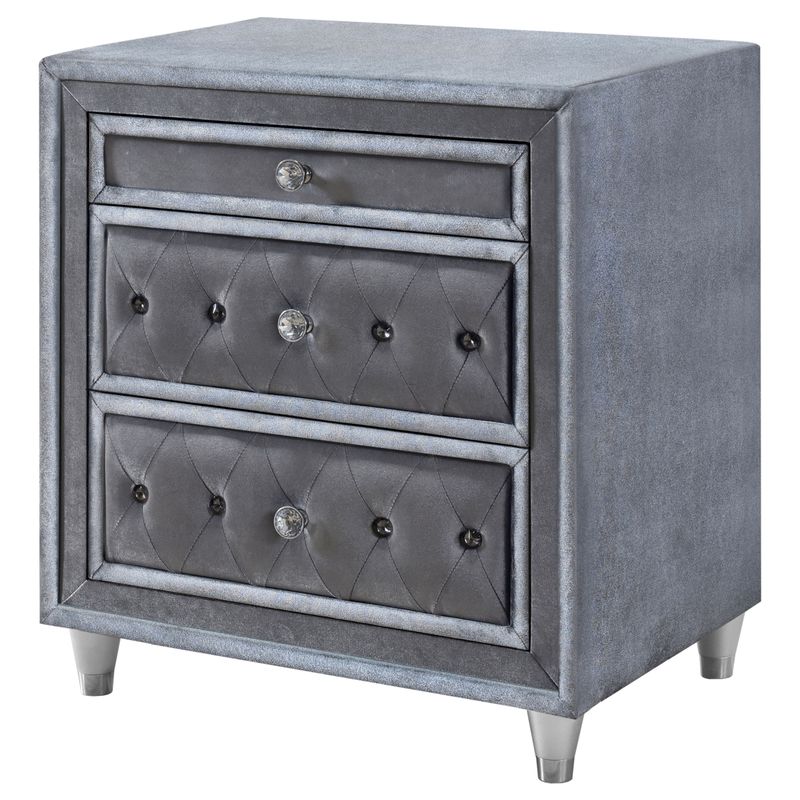 Antonella 3-drawer Upholstered Nightstand Grey