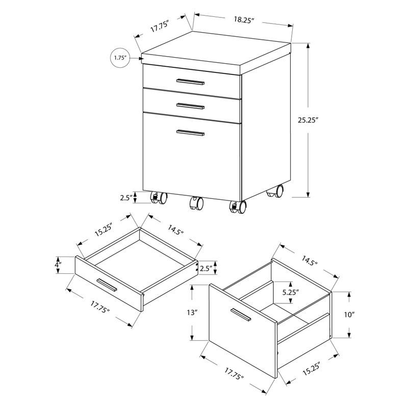 File Cabinet/ Rolling Mobile/ Storage Drawers/ Printer Stand/ Office/ Work/ Laminate/ White/ Contemporary/ Modern